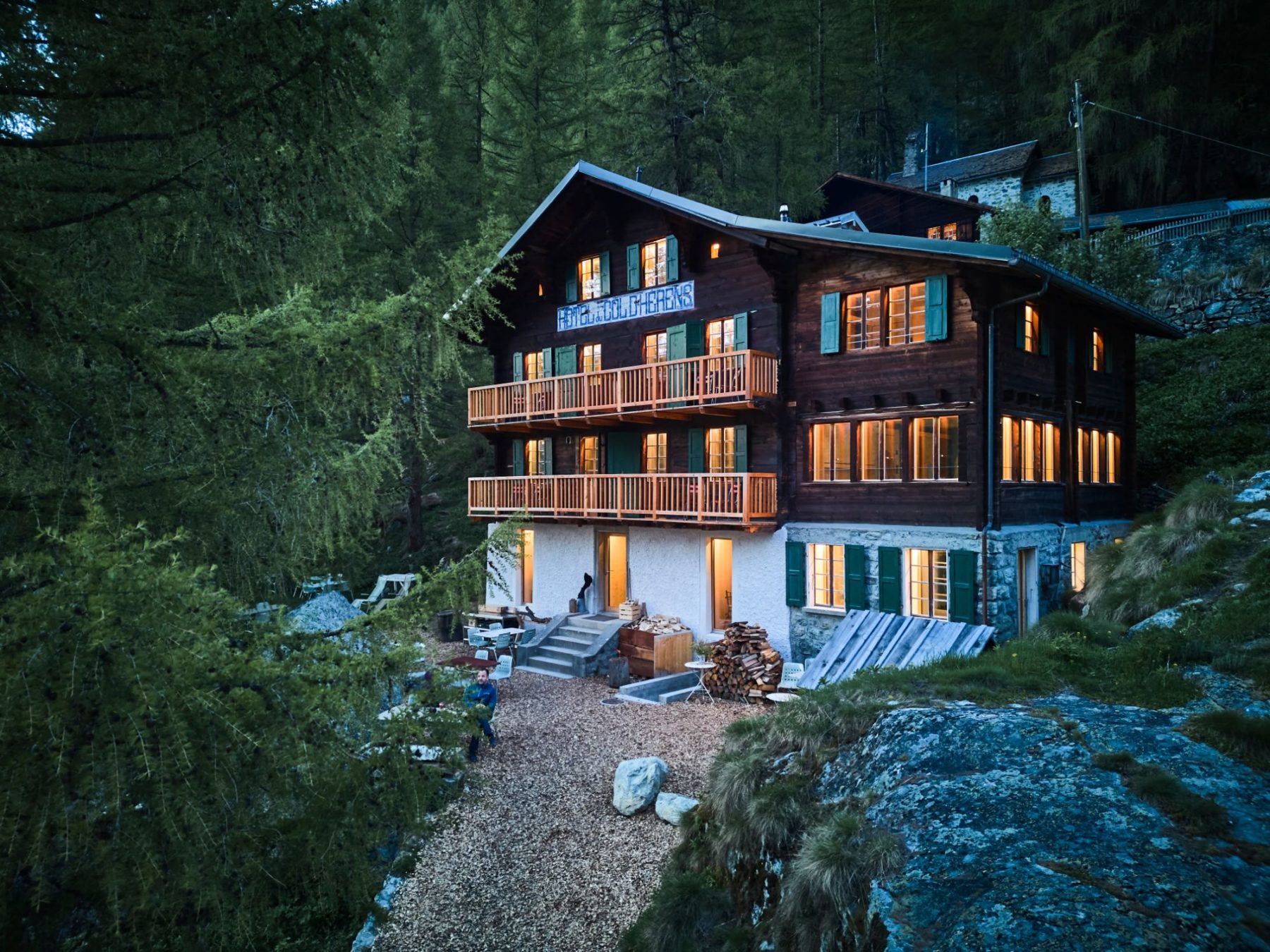 Chalet at dusk